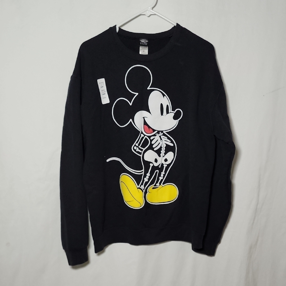 Disney Black Crewneck Sweater with Mickey Skeleton Design